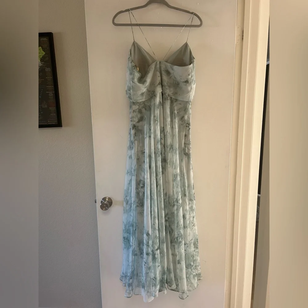 Jenny Yoo Inesse Light Blue Green Floral Maxi Dress Size 10 - Picture 4 of 9